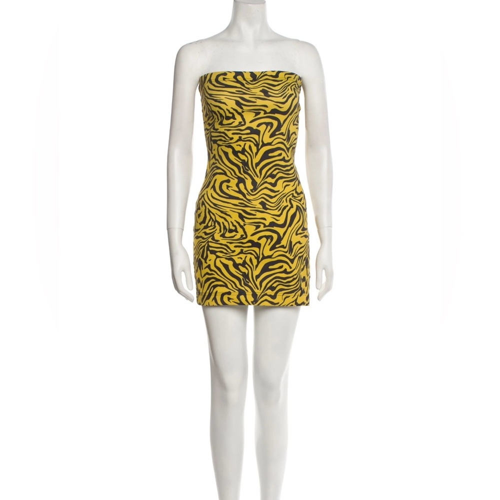 MIAOU Lotte Dress in Yellow Zebra Print designer Y2K 90’s vibe animal print sz S - Picture 2 of 8